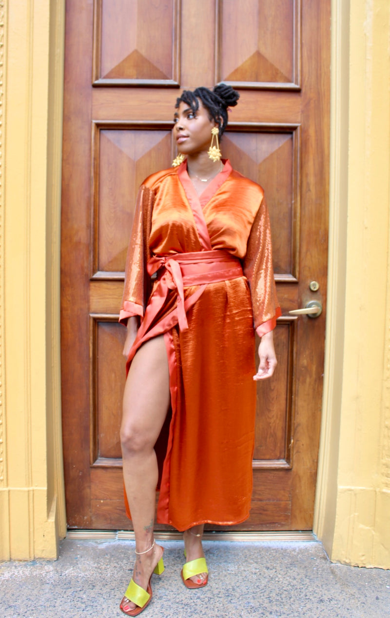 Sequins Goddess Robe - Burnt Orange